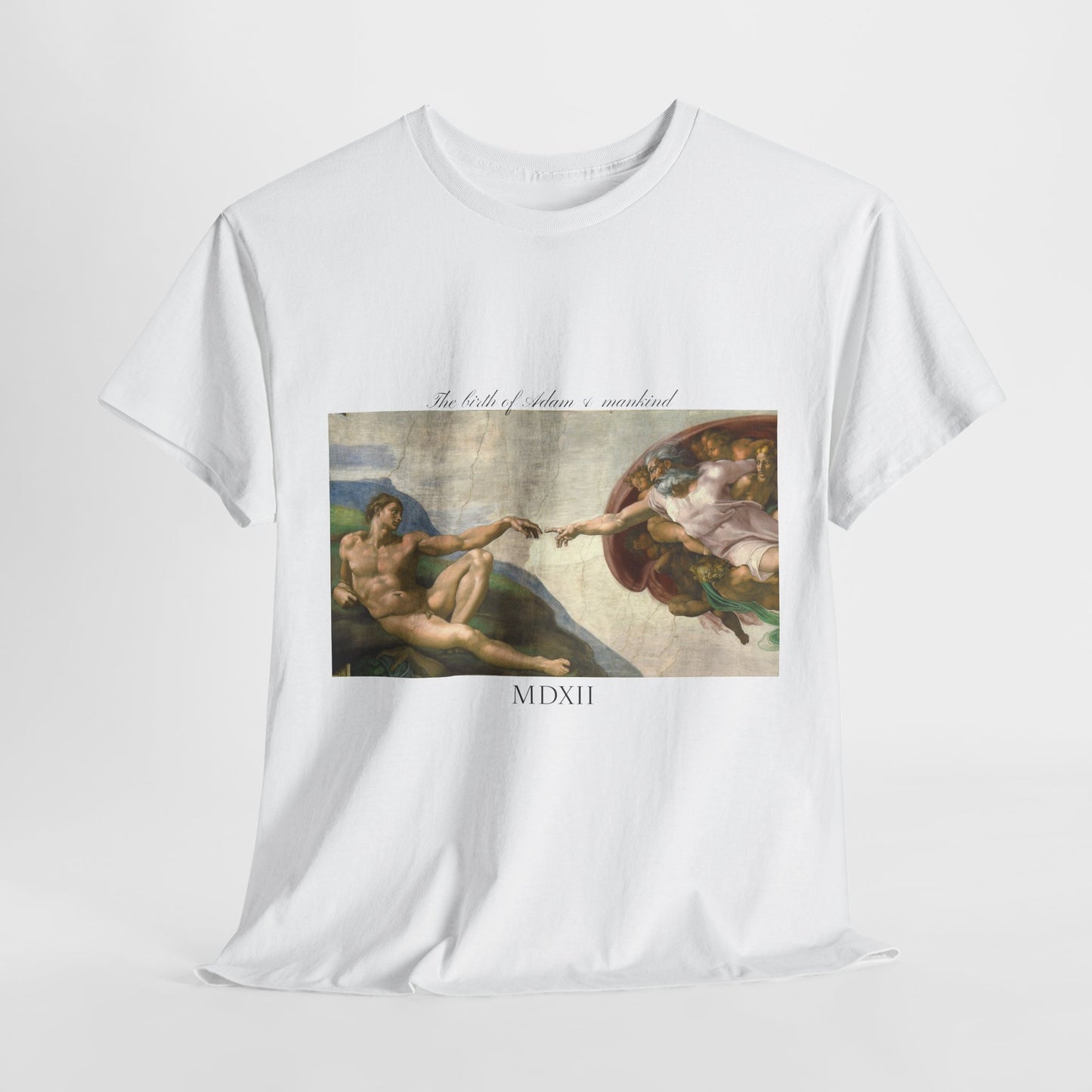 Styx &amp; Venus™ Michelangelo Nascita di Adamo e dell'umanità T-shirt unisex in cotone