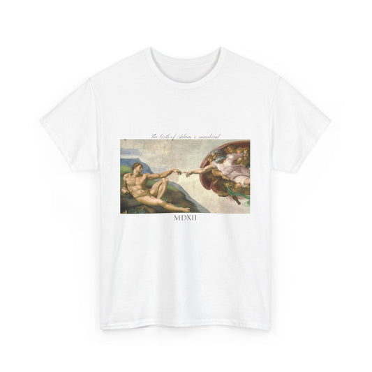 Styx &amp; Venus™ Michelangelo Nascita di Adamo e dell'umanità T-shirt unisex in cotone