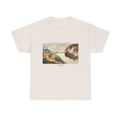 Styx &amp; Venus™ Michelangelo Nascita di Adamo e dell'umanità T-shirt unisex in cotone