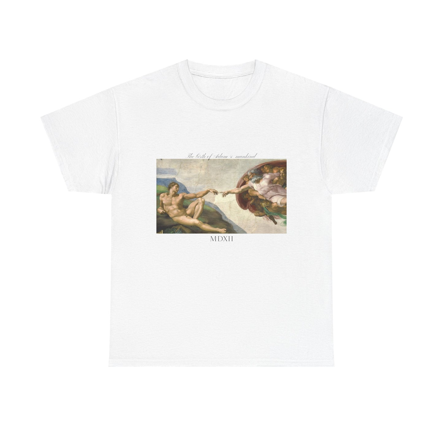 Styx &amp; Venus™ Michelangelo Nascita di Adamo e dell'umanità T-shirt unisex in cotone