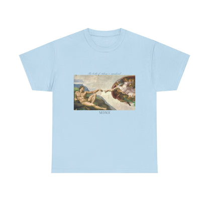 Styx &amp; Venus™ Michelangelo Nascita di Adamo e dell'umanità T-shirt unisex in cotone