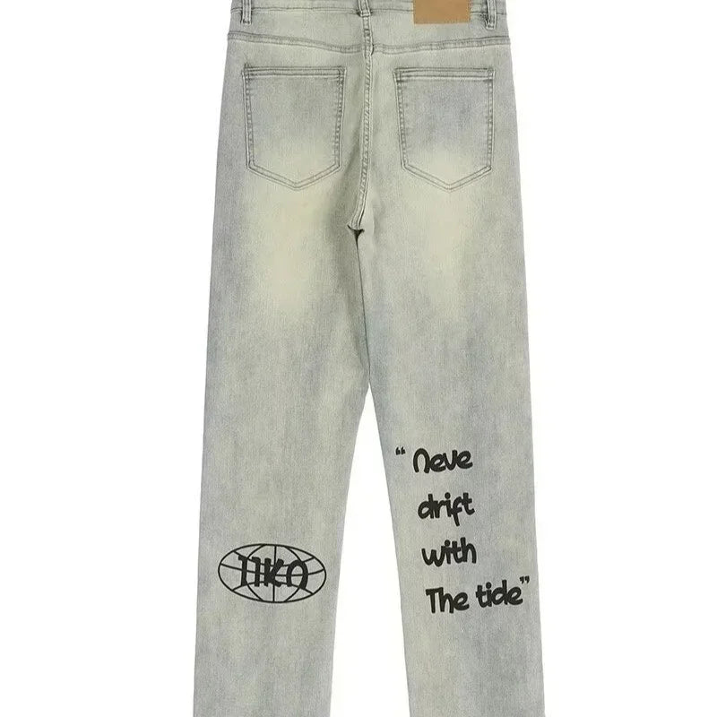 Jeans denim da uomo Grafiti