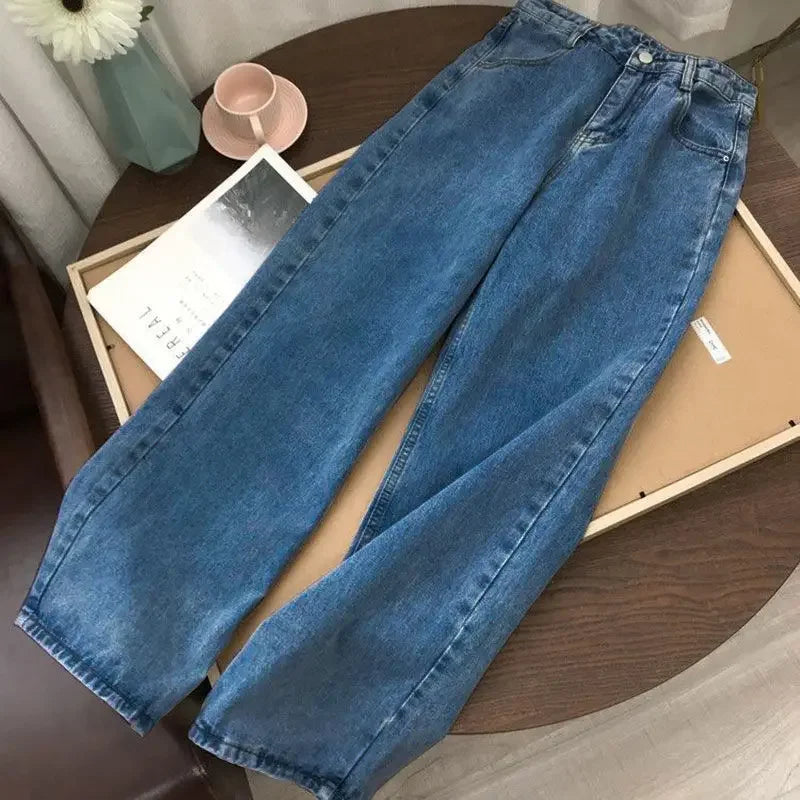 Womens Wide-Leg Street-style Jeans