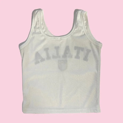 Womens White Italia Tank Top