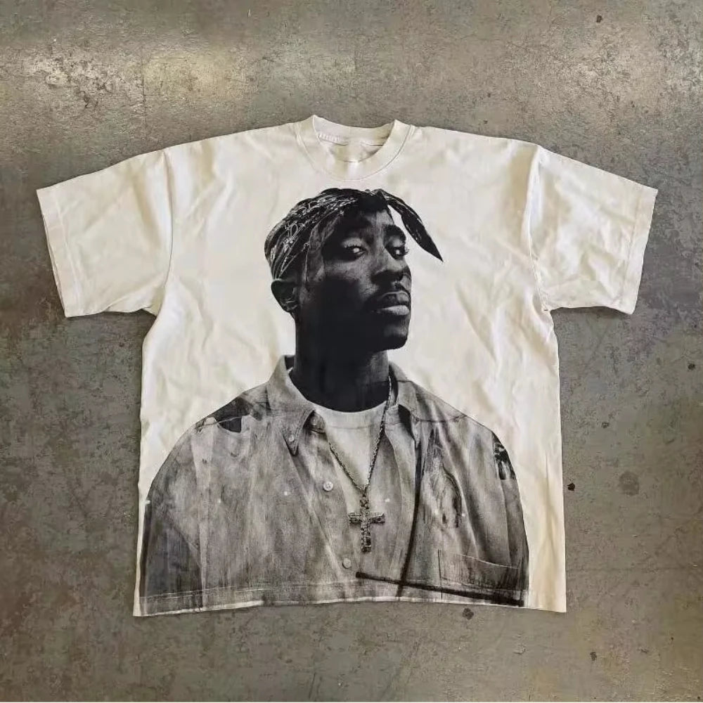 Tupac White Cotton T-shirt