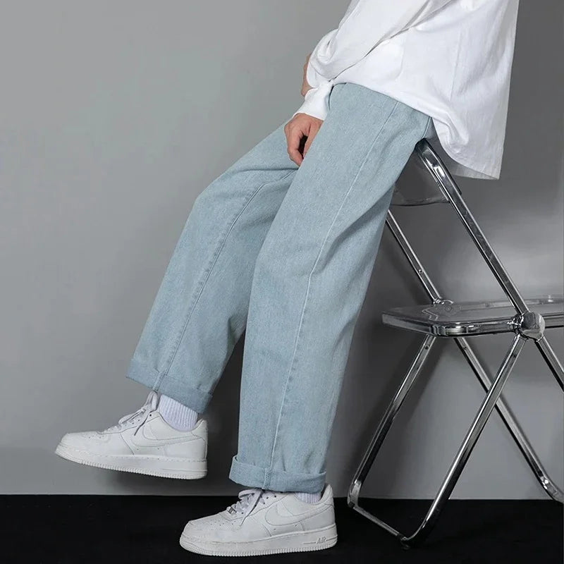 Mens Denim Straight Leg Streetwear Jeans