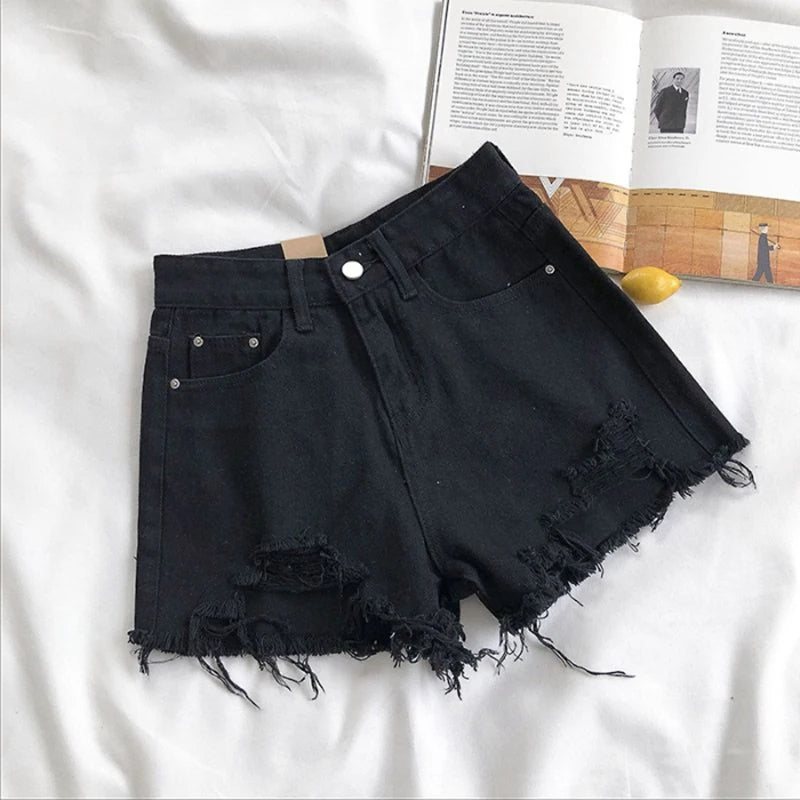 Womens Streetwear High Waist Ripped Jeans