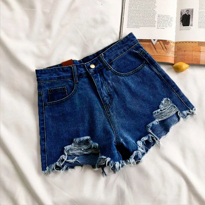 Womens Streetwear High Waist Ripped Jeans