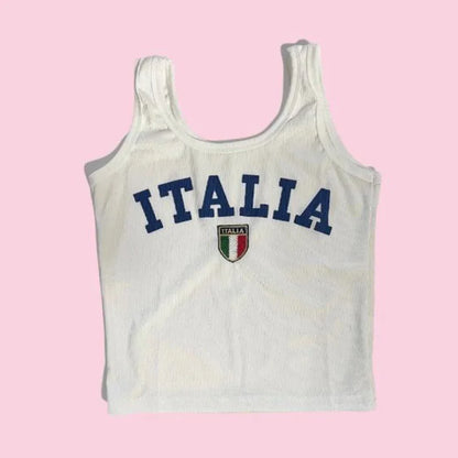 Womens White Italia Tank Top