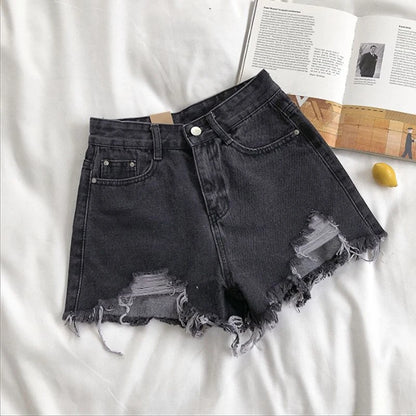 Womens Streetwear High Waist Ripped Jeans