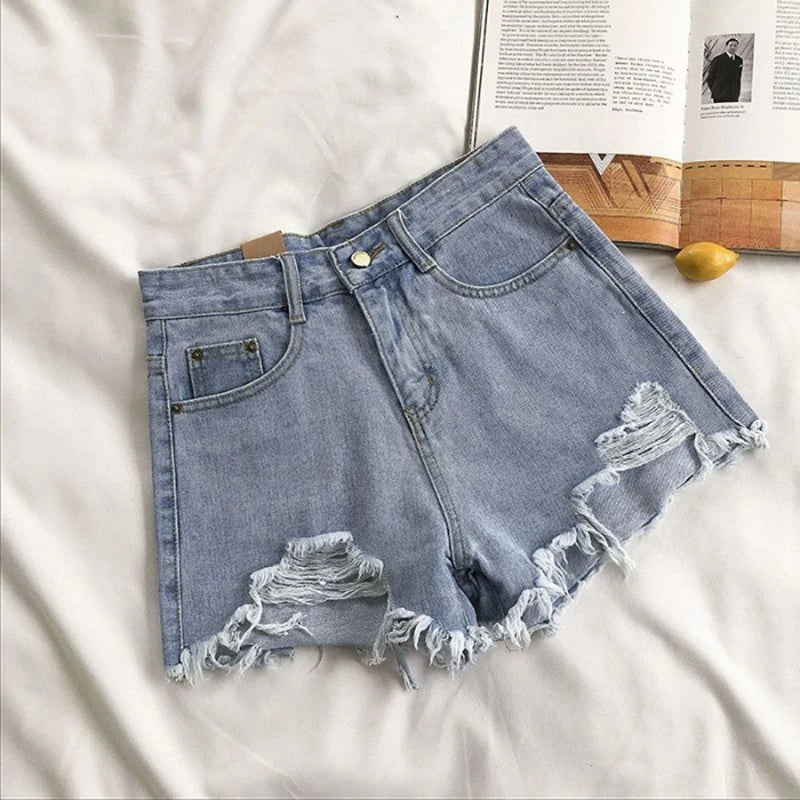 Womens Streetwear High Waist Ripped Jeans